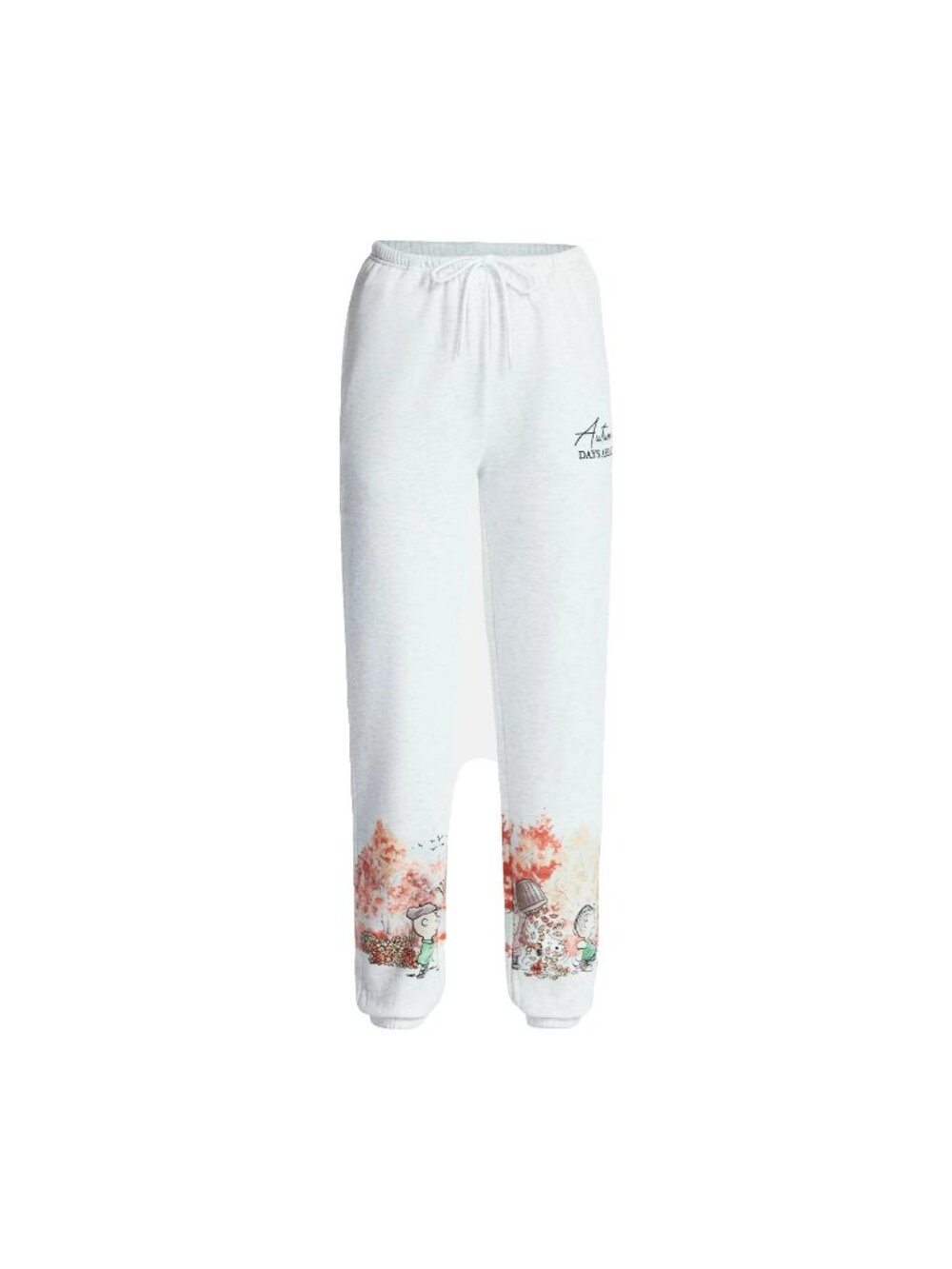 Peanuts Women's Large Graphic Drawstring Fleece Joggers Autumn Days Ahead